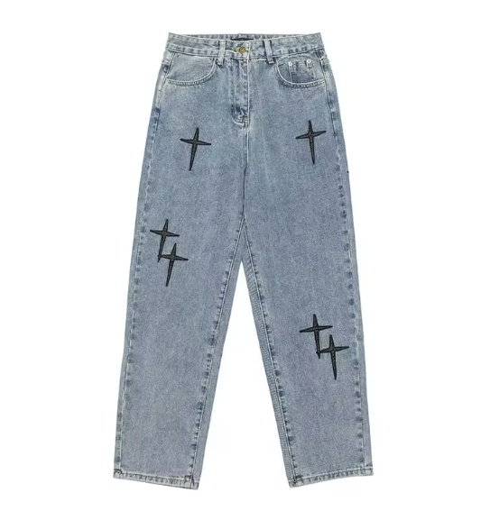 Men's Oversized Cross Design Jeans