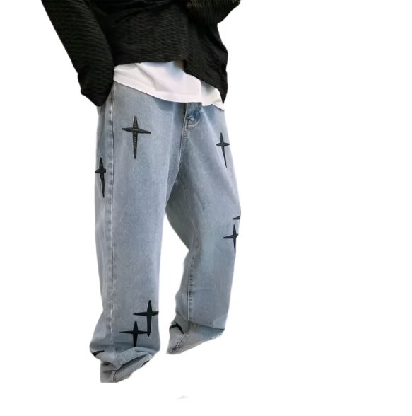 Men's Oversized Cross Design Jeans